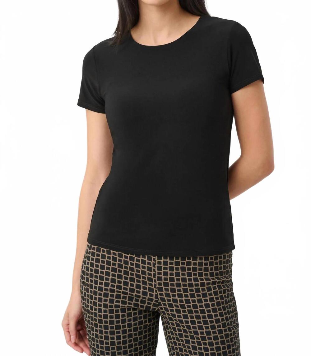 NEW JOSEPH RIBKOFF silky knit fitted t-shirt in black
